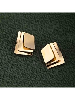 Palmonas - Women Gold Modern Cubed Stud Earrings