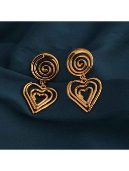 Palmonas - Women Swirling Hearts Gold Drop Earrings