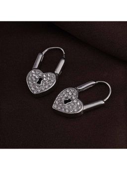 Palmonas - Women Love Lock Silver Hoop Earrings