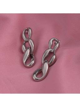 Palmonas - Women Silver Linked Chain Drop Earrings