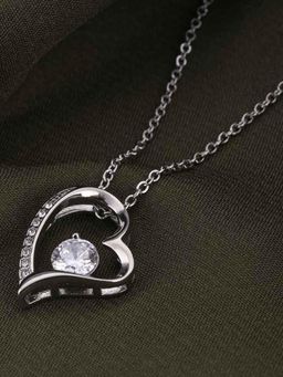Palmonas - Women Silver Plated Bejeweled Love Necklace