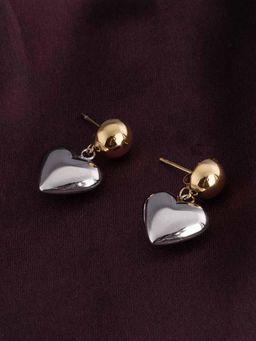 Palmonas - Women Elegant Dual Tone Heart Drop Earrings