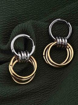 Palmonas - Women Dual Tone Interlocking Drop Earrings
