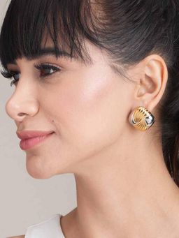Palmonas - Women Dual Tone Rays Stud Earrings