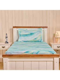 Cutie & Boo - Turquoise Maritime Dazzle Bed Sheet with 1 Pillow Cover