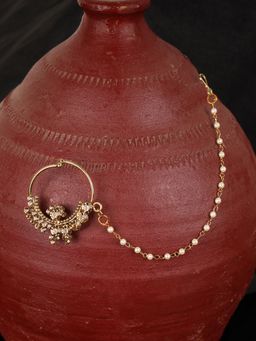 Anika's Creations - Traditional Gold Plated Stone Studded Circular Bridal Nath