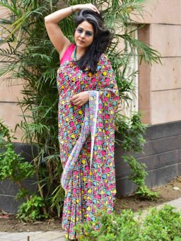 Sundarii - Multi-Colour Atrangi Georgette Saree with Unstitched Blouse