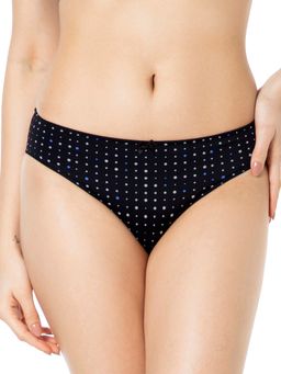 Amante - Printed Three-fourth Coverage Low Rise Bikini Panty - Black