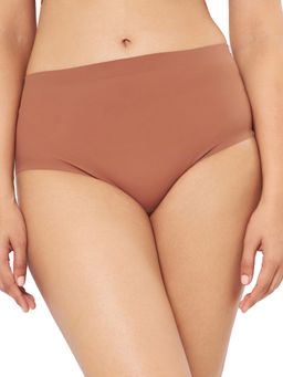 Amante - Solid Full Coverage High Rise Full Brief Panty - Brown