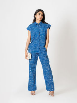 Kameez - Blue Digital Print Cotton Co-Ord (Set of 2)