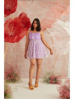 Lea Clothing - Lila Lavender Daisy Corset Mini Dress
