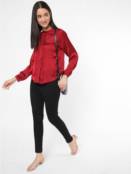 R&B - Women Red Polyester Full Sleeves Top