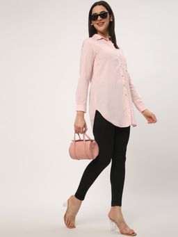 R&B - Women Pink Viscose Full Sleeves Shirt