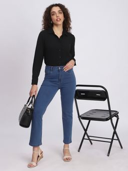R&B - Women Black Viscose Full Sleeves Shirt