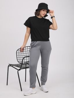 R&B - Women Black Viscose Blend Half Sleeves T-Shirt