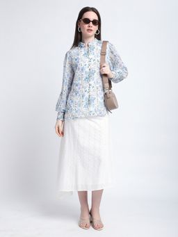 R&B - Women White Polyester Full Sleeves Top