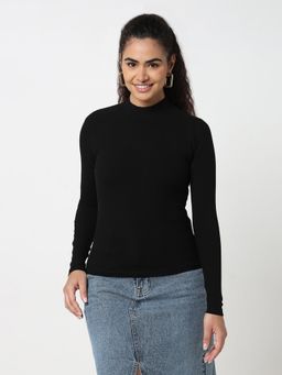 R&B - Women Black Viscose Full Sleeves Top
