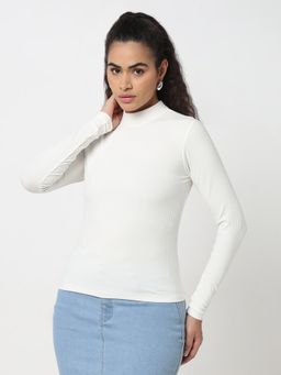 R&B - Women White Viscose Full Sleeves Top