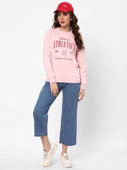 R&B - Women Pink Cotton Full Sleeves Sweatshirt