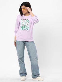 R&B - Women Lavender Cotton Full Sleeves Sweatshirt