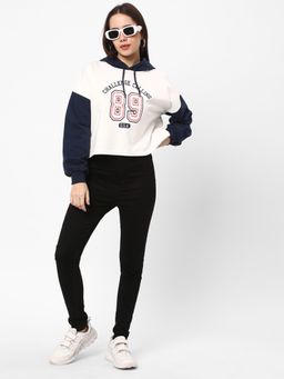 R&B - Women Ivory Cotton Full Sleeves Hoodie