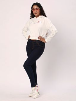 R&B - Women Ivory Cotton Full Sleeves Hoodie