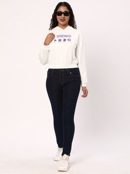R&B - Women Ivory Cotton Full Sleeves Hoodie