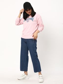 R&B - Women Pink Cotton Full Sleeves Sweatshirt