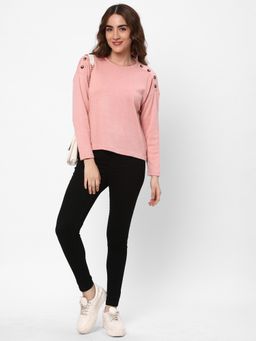 R&B - Women Pink Polyester Full Sleeves Top