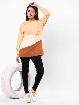 R&B - Women Yellow Cotton Full Sleeves Sweatshirt