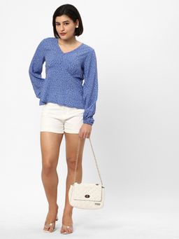 R&B - Women Blue Viscose Full Sleeves Top