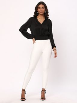 R&B - Women Black Polyester Full Sleeves Shirt