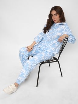R&B - Women Blue Cotton Full Sleeves Hoodie