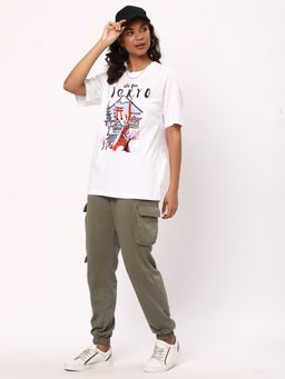 R&B - Women White Cotton Half Sleeves T-Shirt