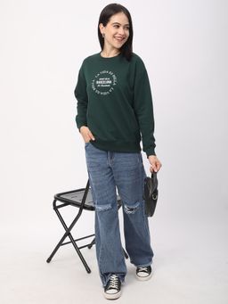 R&B - Women Green Polycotton Full Sleeves Sweatshirt