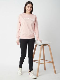 R&B - Women Pink Cotton Full Sleeves Sweatshirt