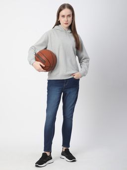 R&B - Women Grey Polycotton Full Sleeves Hoodie