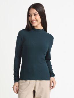 R&B - Women Teal Cotton Full Sleeves Top