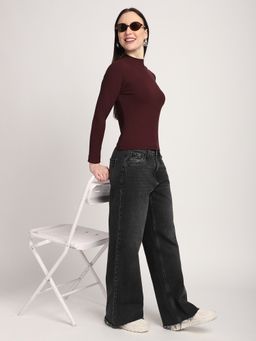 R&B - Women Wine Cotton Full Sleeves Top