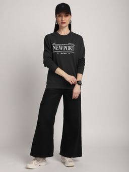 R&B - Women Grey Cotton Full Sleeves Sweatshirt