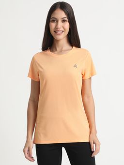 R&B - Women Peach Polyester Half Sleeves Top