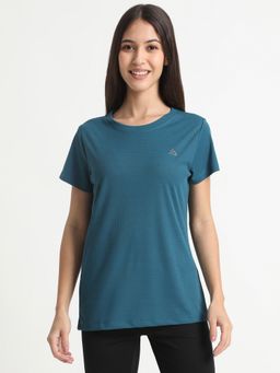 R&B - Women Teal Polyester Half Sleeves Top