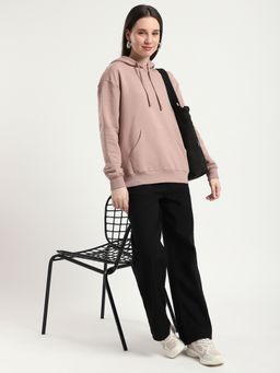 R&B - Women Pink Cotton Blend Full Sleeves Hoodie