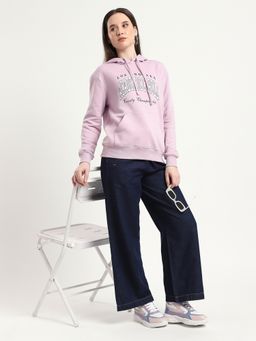 R&B - Women Lavender Cotton Blend Full Sleeves Hoodie