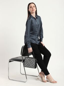 R&B - Women Teal Polyester Full Sleeves Shirt