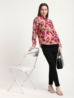 R&B - Women Red Polyester Full Sleeves Shirt