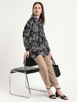 R&B - Women Black Polyester Full Sleeves Shirt