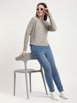 R&B - Women Grey Polyester Full Sleeves Top