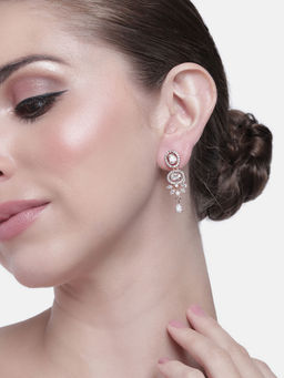 Estele - Rose Gold Plated CZ Adorable Earrings with White Stones Women