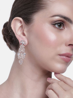 Estele - Rose Gold Plated CZ Astonishing Earrings with White Stones Women